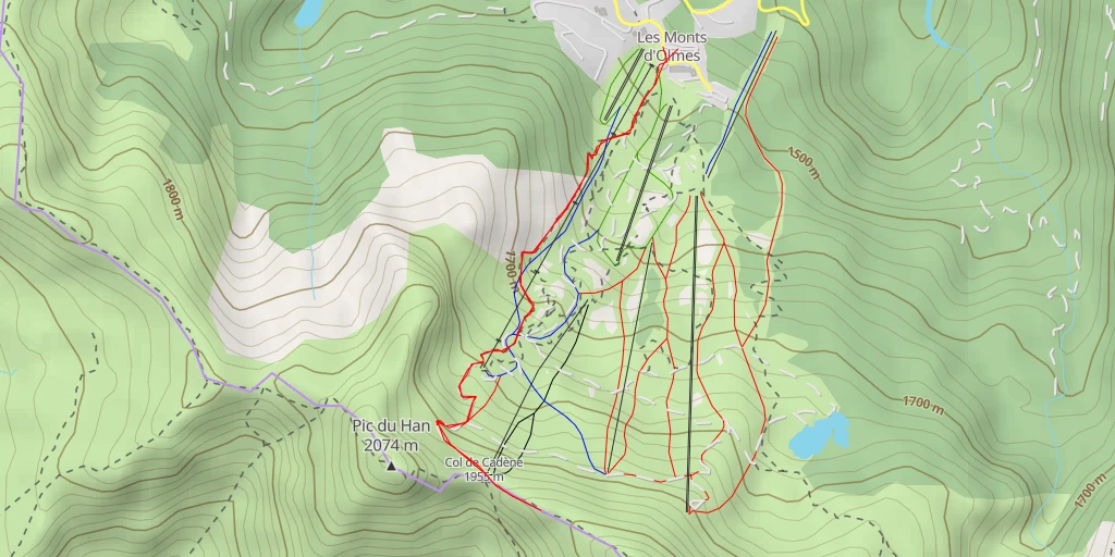 Carte de l'itinéraire :  Cadène - Rue du Montagnard