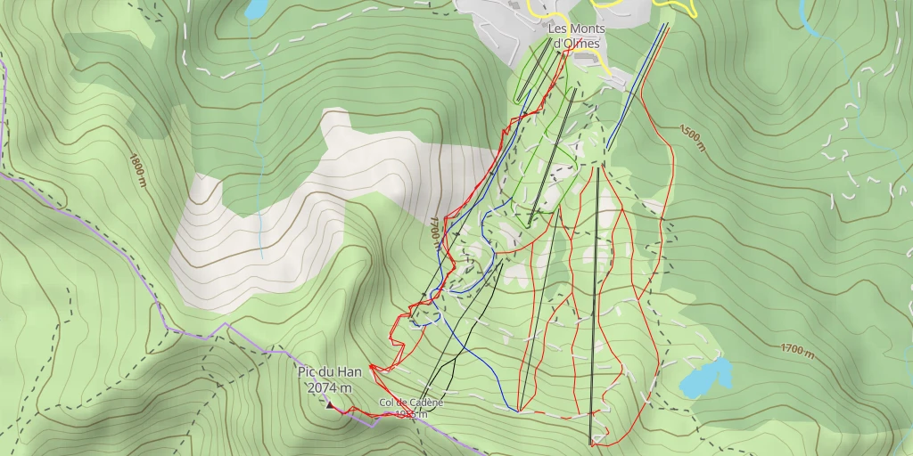 Carte de l'itinéraire :  Pic du Han