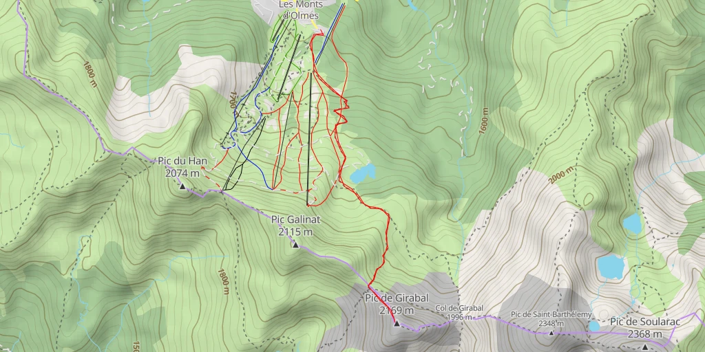 Carte de l'itinéraire :  Pic de Girabal