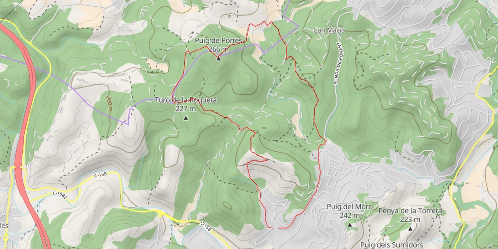 Carte de l'itinéraire :  Puig de Portes