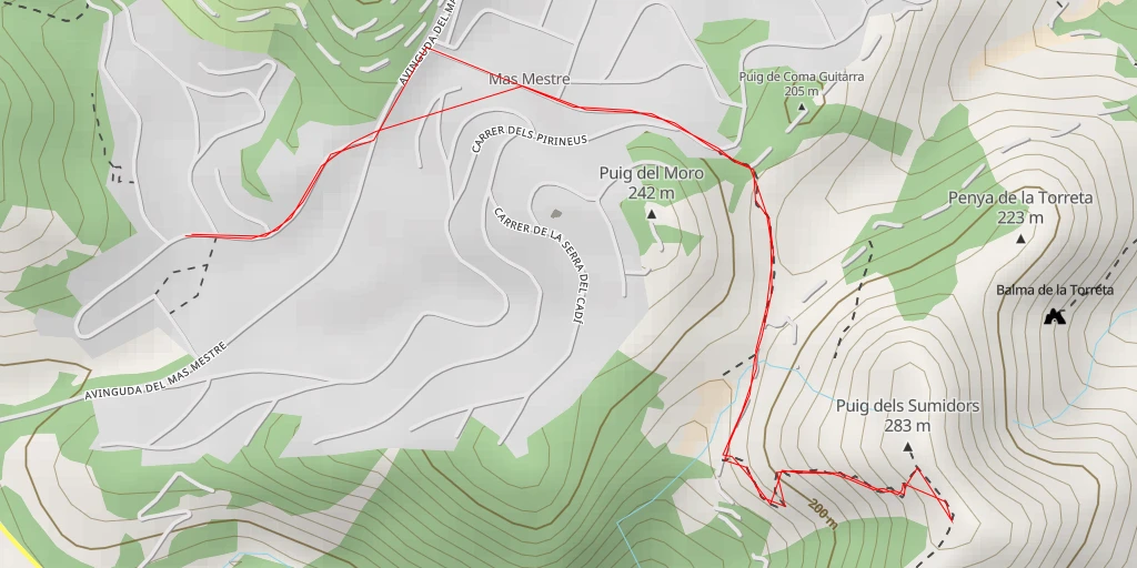 Map of the trail for forn de Calç 58 - Carretera Sant Pere de Ribes a Olivella