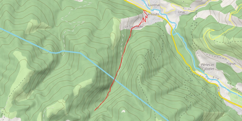 Carte de l'itinéraire :  Cabane Privée de Sauzet - Lassur