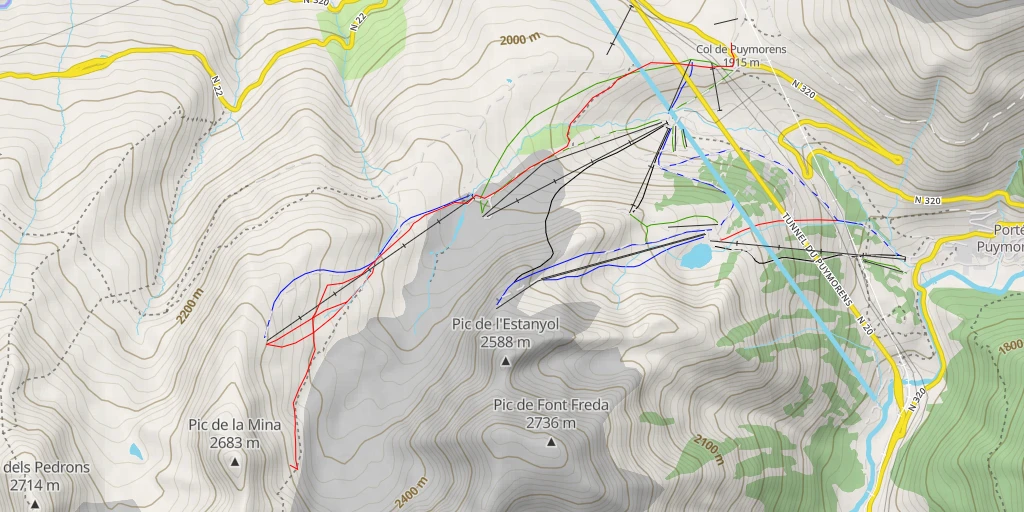 Map of the trail for Pic de les Valletes Éperon N ou classique (ou éperon NE)