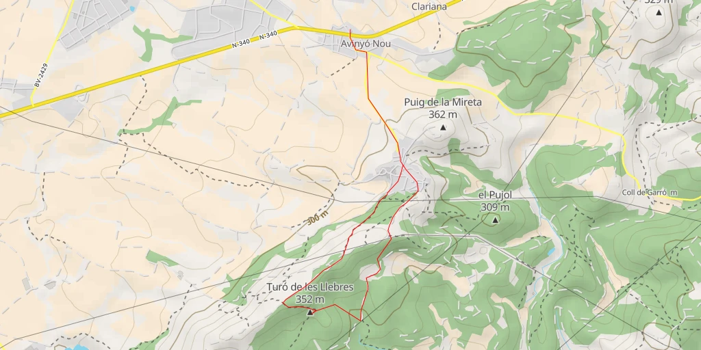 Map of the trail for Turó de les Llebres