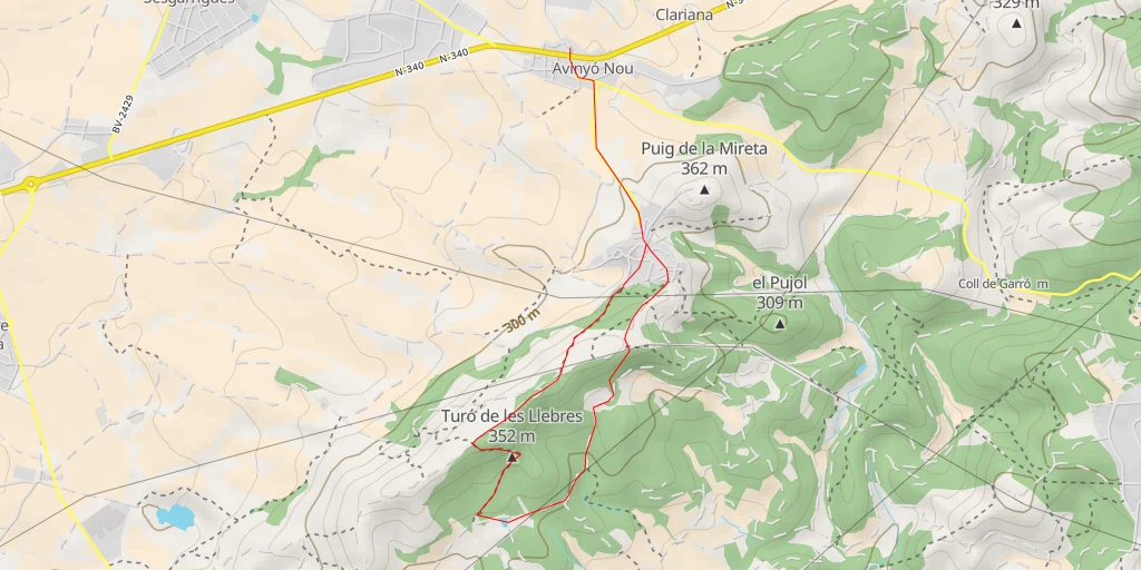 Carte de l'itinéraire :  Camí de l'Arboçar - Camí de l'Arboçar - Avinyonet del Penedès