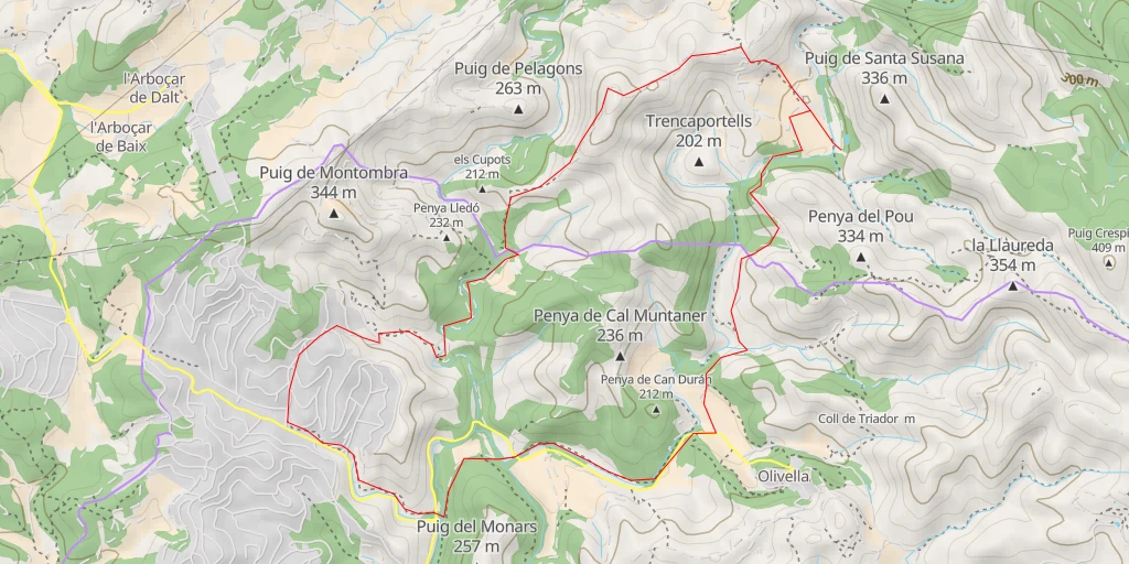 Carte de l'itinéraire :  Pèlag de Sant Susanna