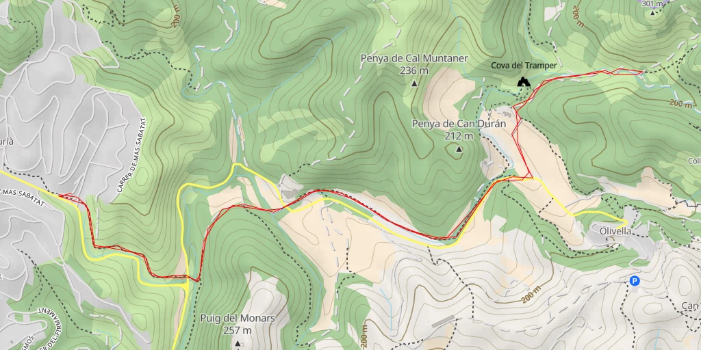 Map of the trail for El Barret del Rector