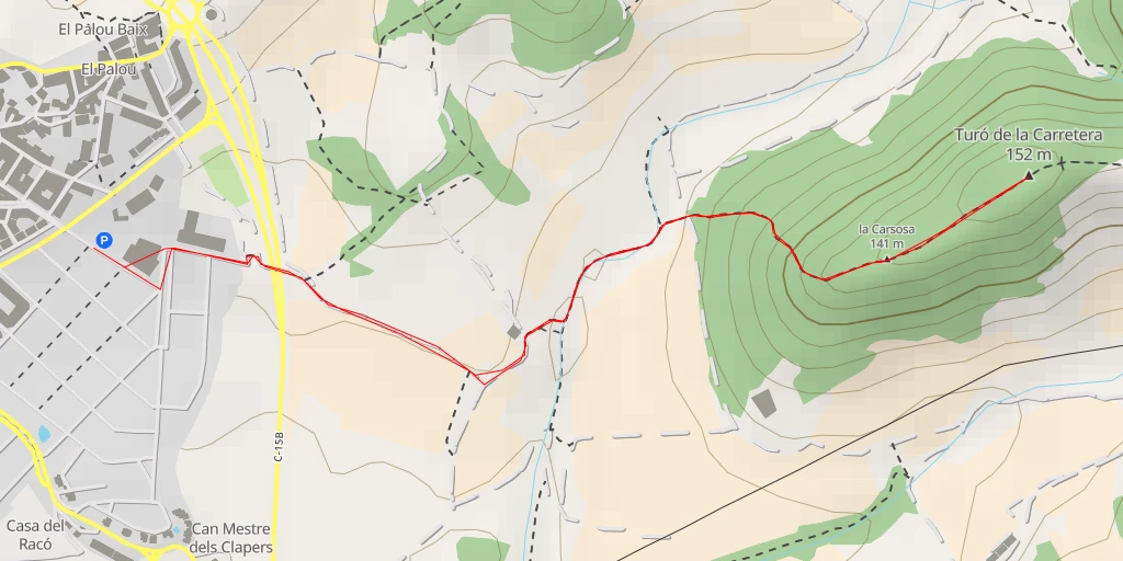 Carte de l'itinéraire :  Turó de la Carretera