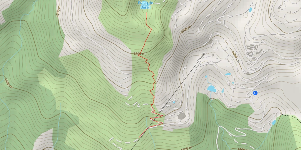 Map of the trail for Étang de Béseil