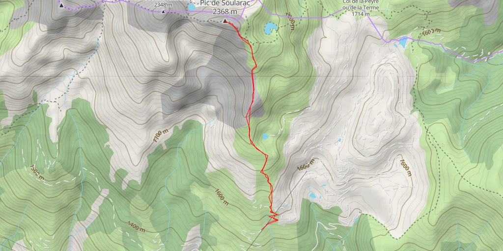 Carte de l'itinéraire :  Pic de Soularac