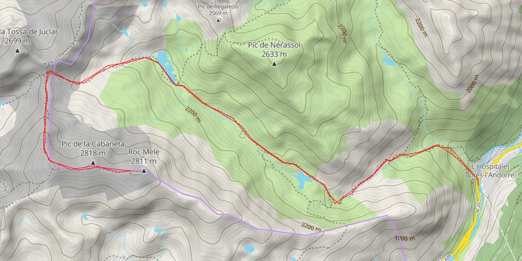 Carte de l'itinéraire :  Roc Mele