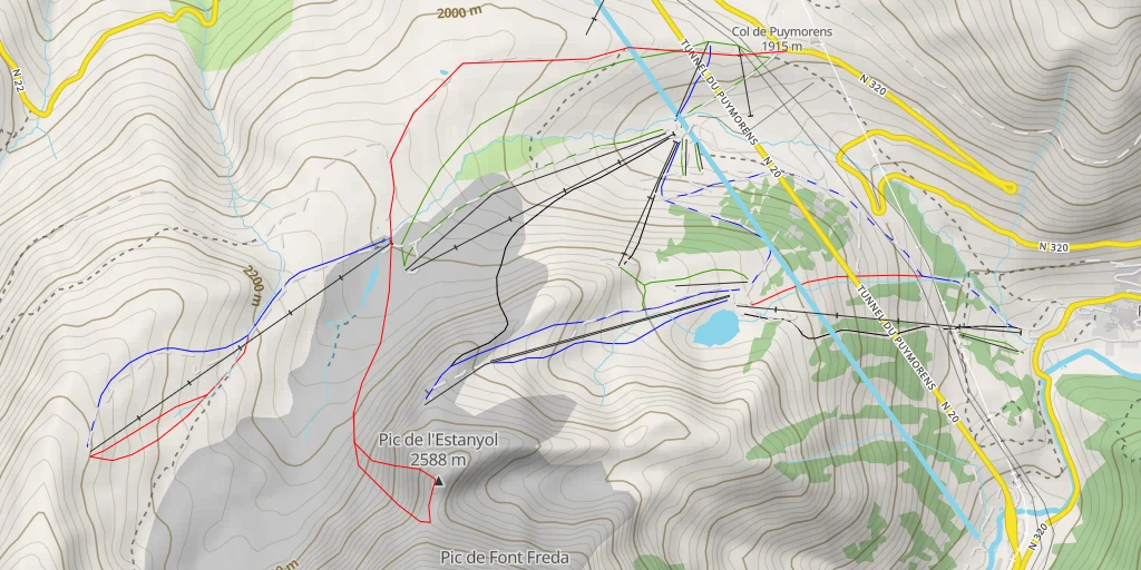 Map of the trail for Pic de l'Estanyol Couloir du PG