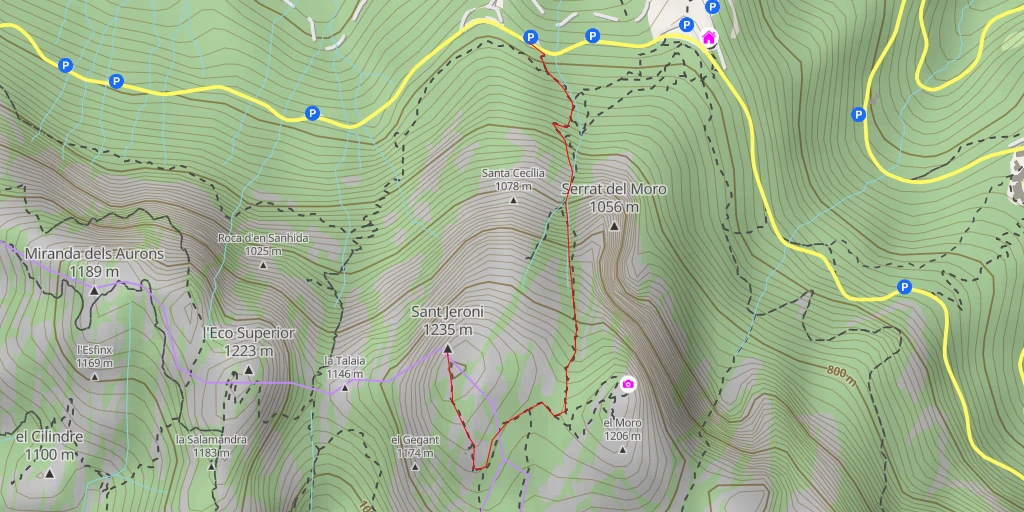 Map of the trail for Sant Jeroni