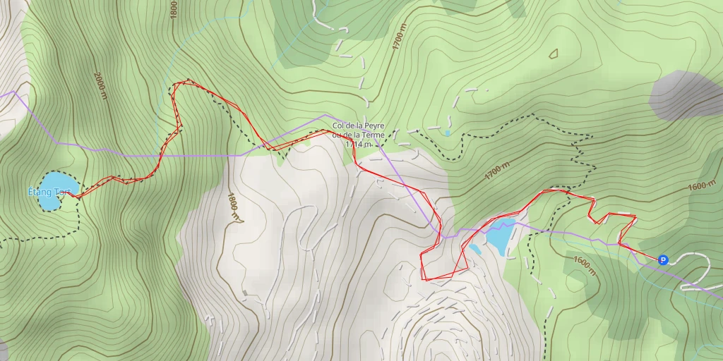 Map of the trail for Étang Tort