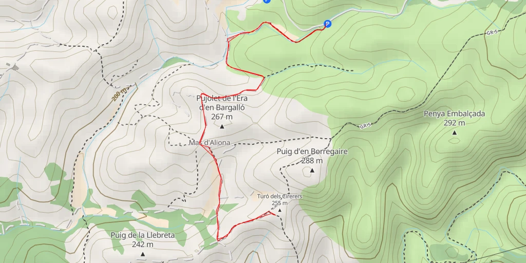 Map of the trail for Turó dels Cirerers