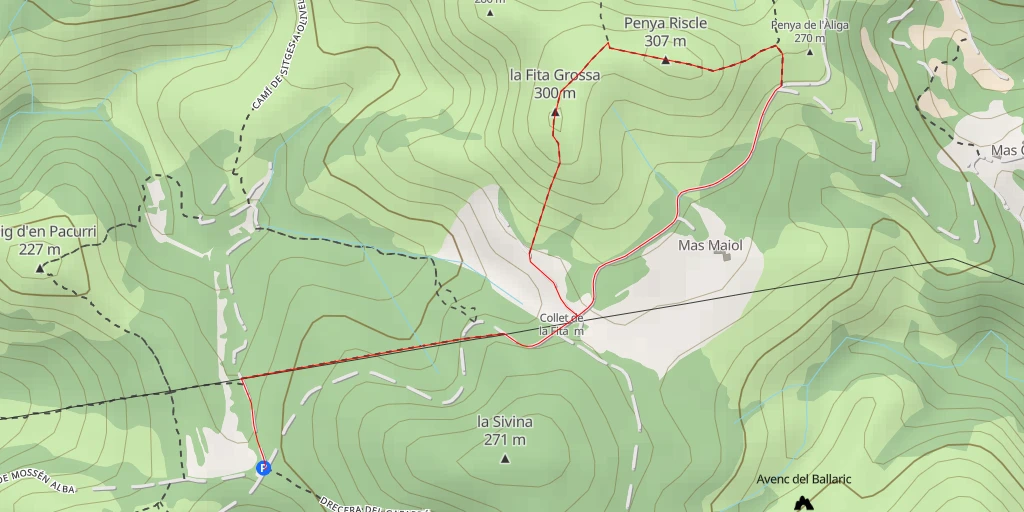 Map of the trail for Penya Riscle