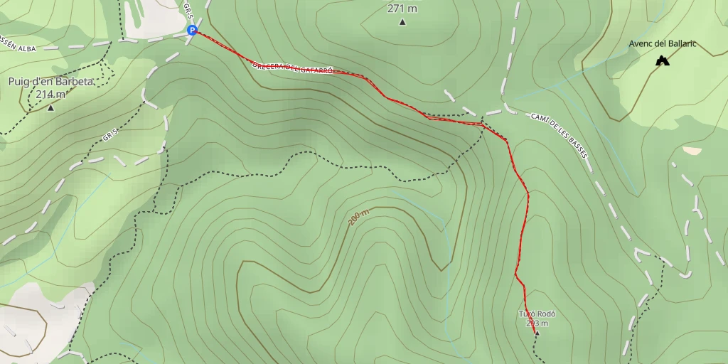 Carte de l'itinéraire :  Turó Rodó