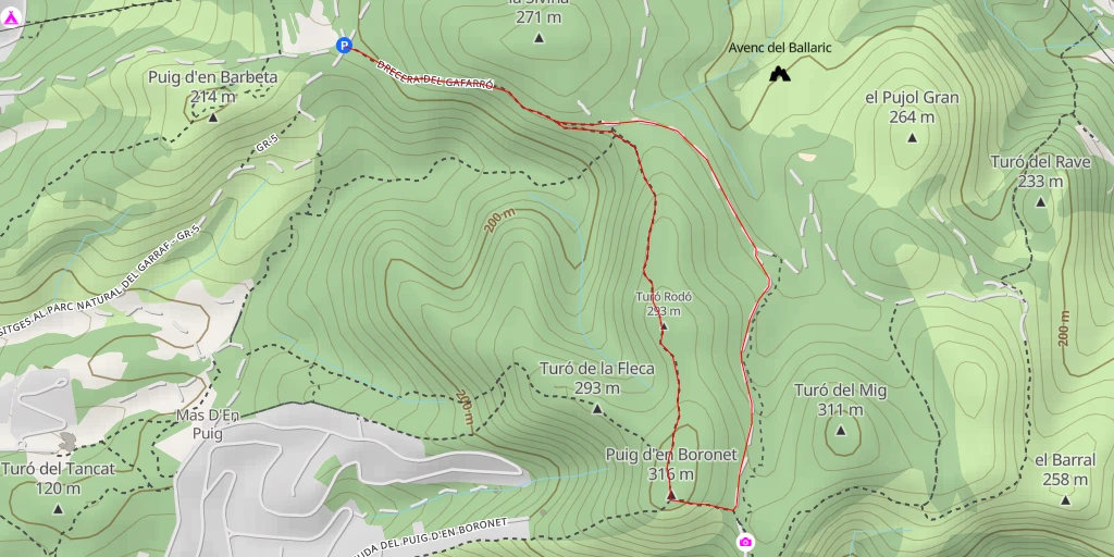 Carte de l'itinéraire :  Puig d'en Boronet