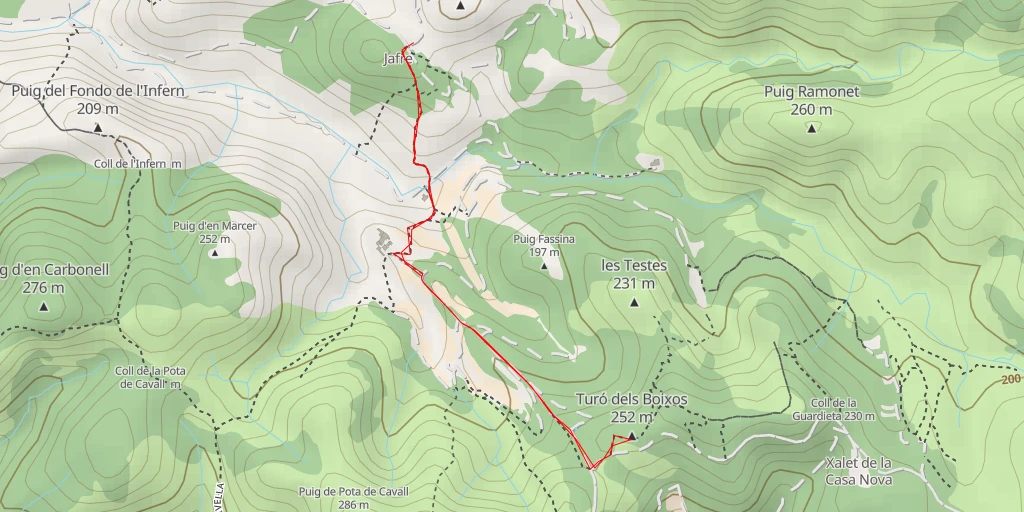 Map of the trail for Turó dels Boixos