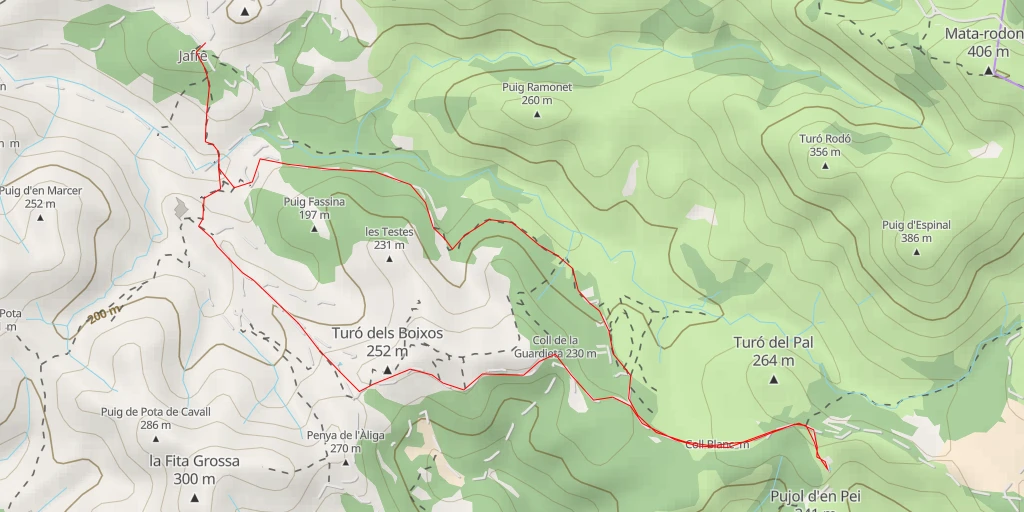 Map of the trail for barraca de Pedra Seca 6 - Camí vell de Can Planes a Vallgrassa