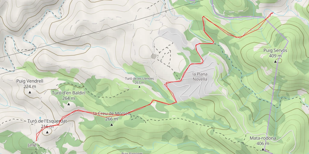 Map of the trail for Camí Vell de Begues a la Plana Novella - Camí Vell de Begues a la Plana Novella