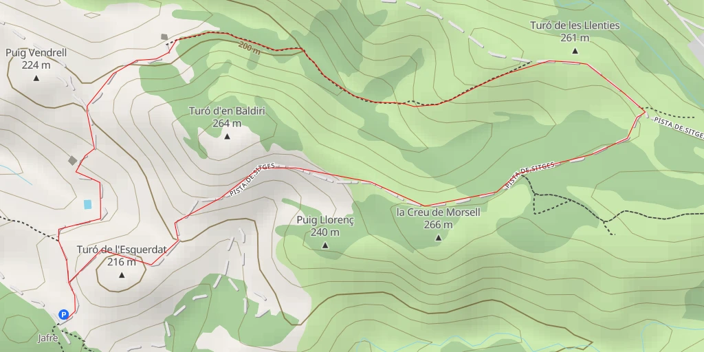 Map of the trail for Turó de les Llenties