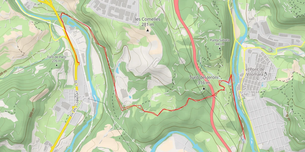 Map of the trail for Depuradora del Pont de Vilomara - Carretera de Pont de Vilomara a Sant Vicenç de Castellet - el Pont de Vilomara i Rocafort