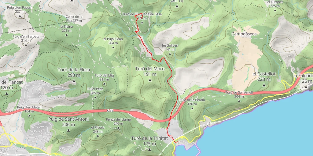 Map of the trail for Turó de la Flor