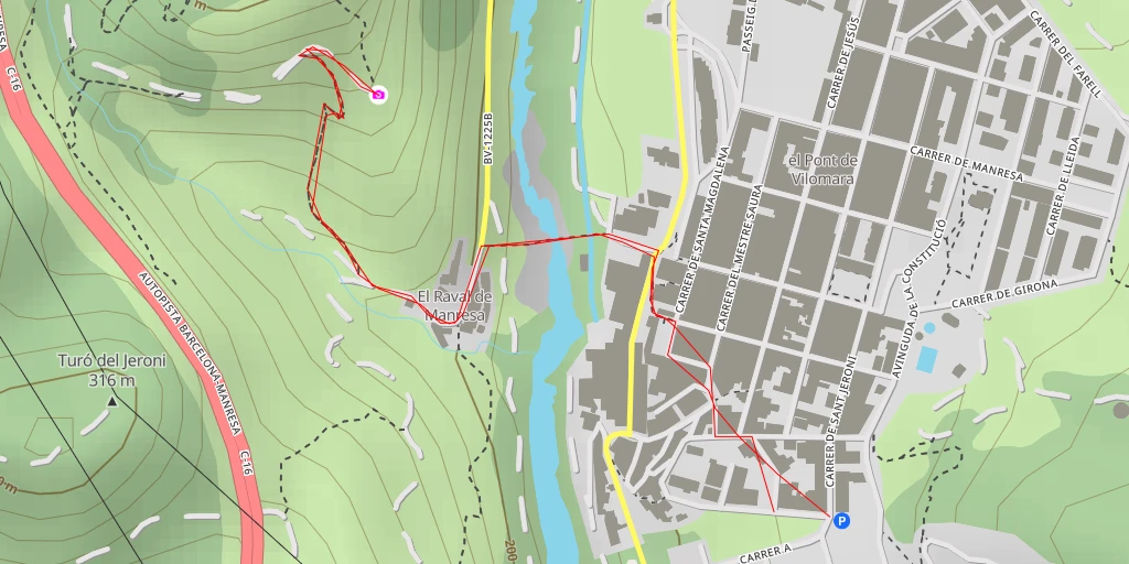 Carte de l'itinéraire :  Camí Ral de Coll de Daví - Manresa