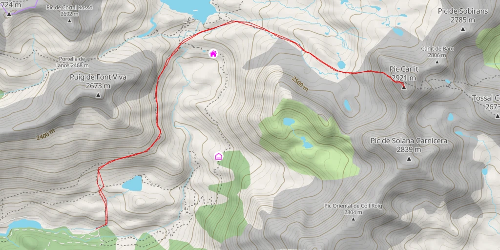 Map of the trail for Pic Carlit