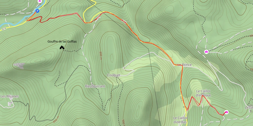 Carte de l'itinéraire :  Trou des Corbeaux