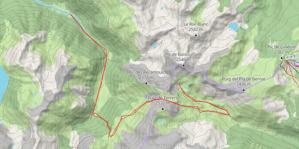 Carte de l'itinéraire :  Corriol al Puig del Pla de Bernat