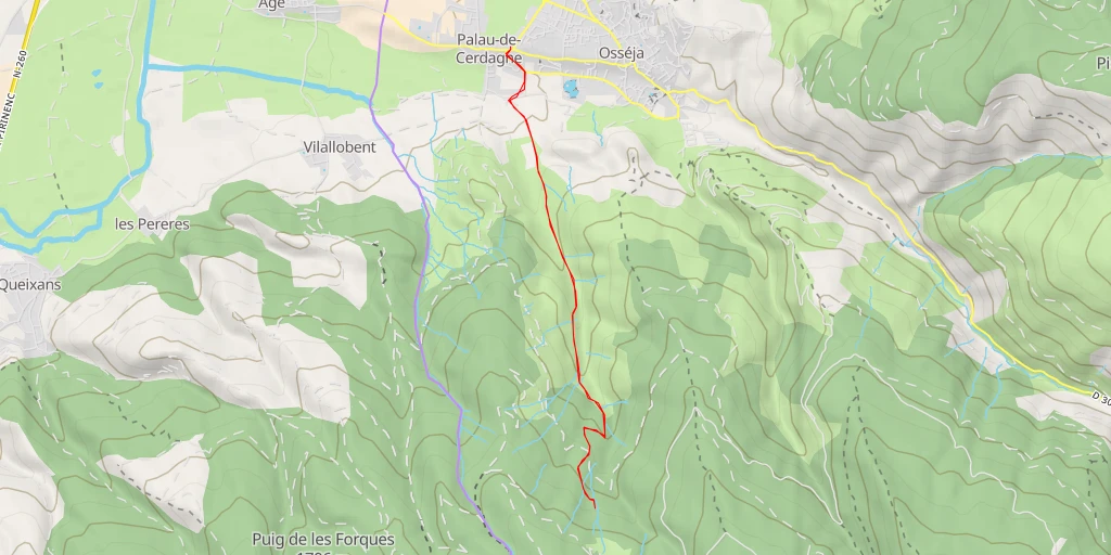 Carte de l'itinéraire :  Jasse de Palau - Route Forestière d'Osséja