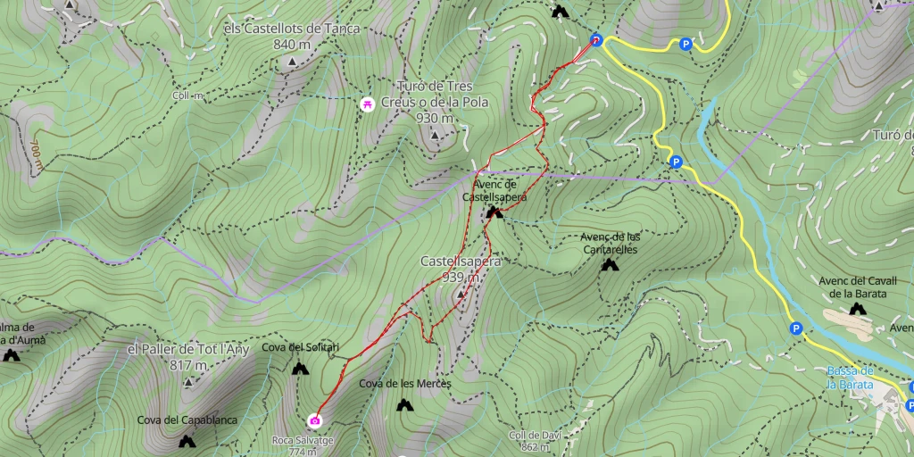 Carte de l'itinéraire :  Mirador de la Roca Salvatge