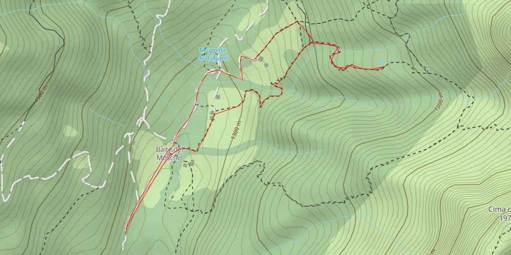 Map of the trail for Via del Latte