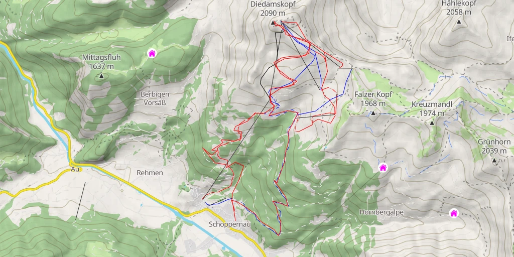 Map of the trail for Diedamskopf