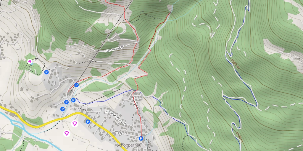 Carte de l'itinéraire :  VWW 76.100 - Diedamsalpe