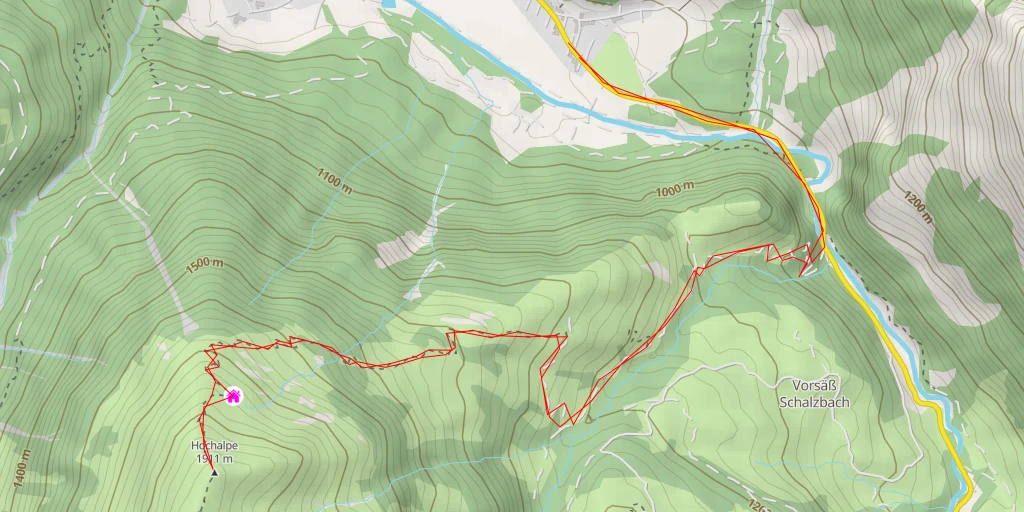 Carte de l'itinéraire :  Hochalpe