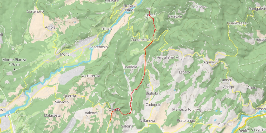 Map of the trail for AI - Bastia