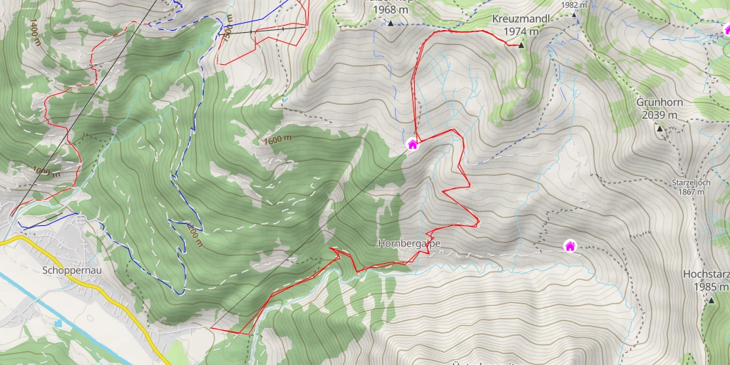 Carte de l'itinéraire :  Kreuzmandl