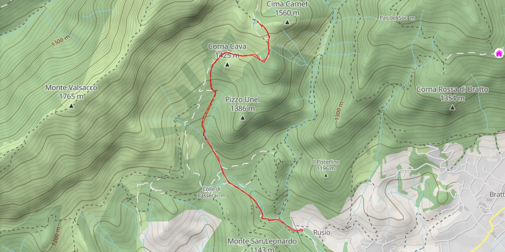 Carte de l'itinéraire :  Via del Latte