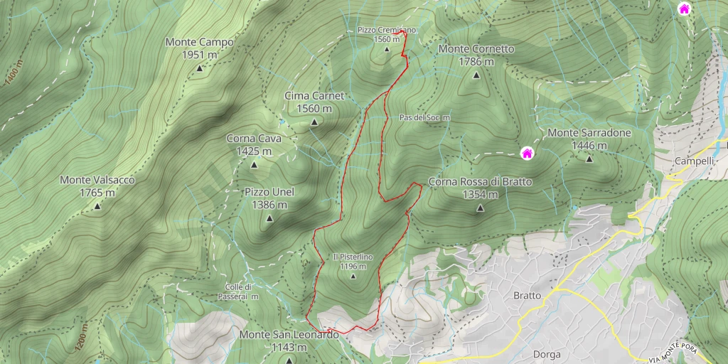 Map of the trail for Alpeggio Presolana - Via del Latte