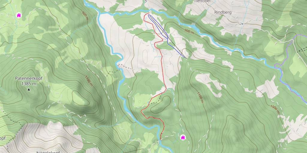 Map of the trail for Subersach Wasserfall