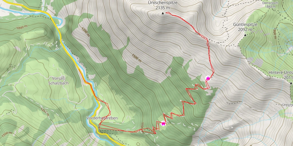 Carte de l'itinéraire :  Üntschenspitze