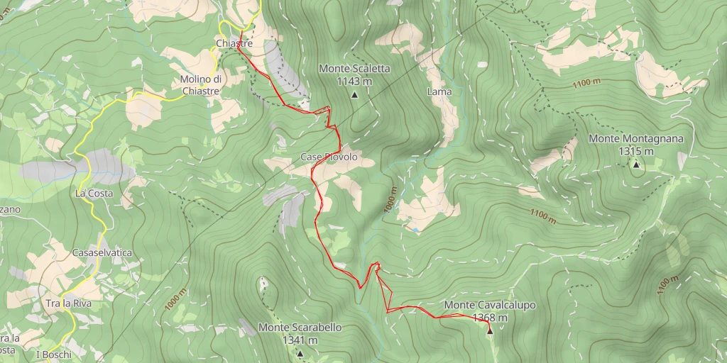 Map of the trail for Monte Cavalcalupo