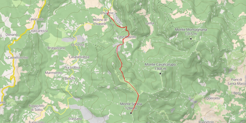 Carte de l'itinéraire :  Monte Sprela