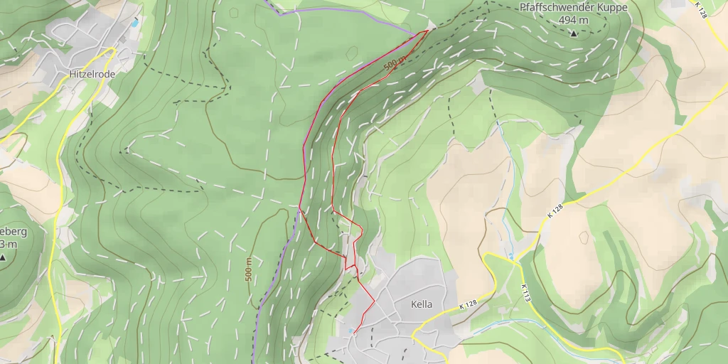 Map of the trail for Startplatz Kella-Berg