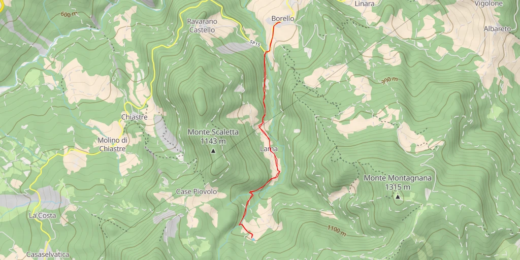 Map of the trail for La Carda