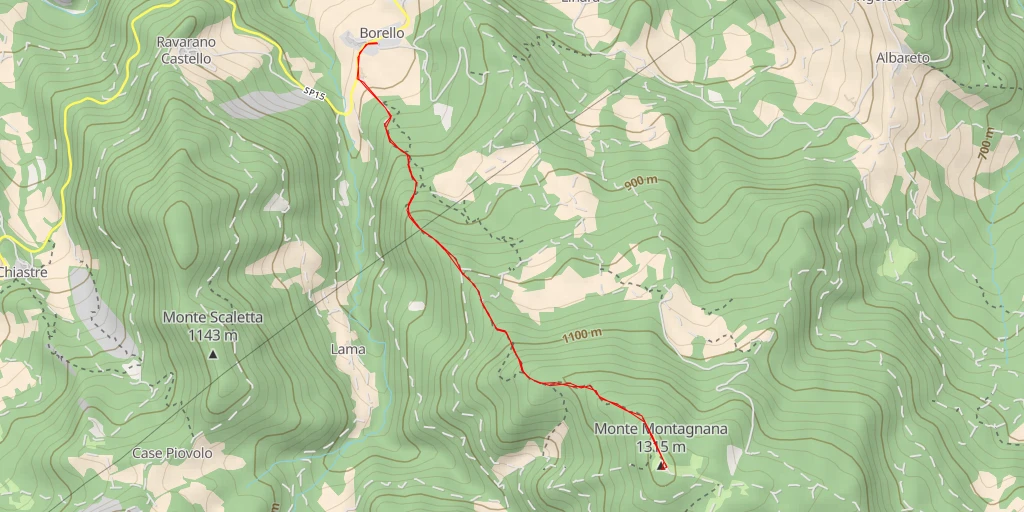 Map of the trail for Monte Montagnana