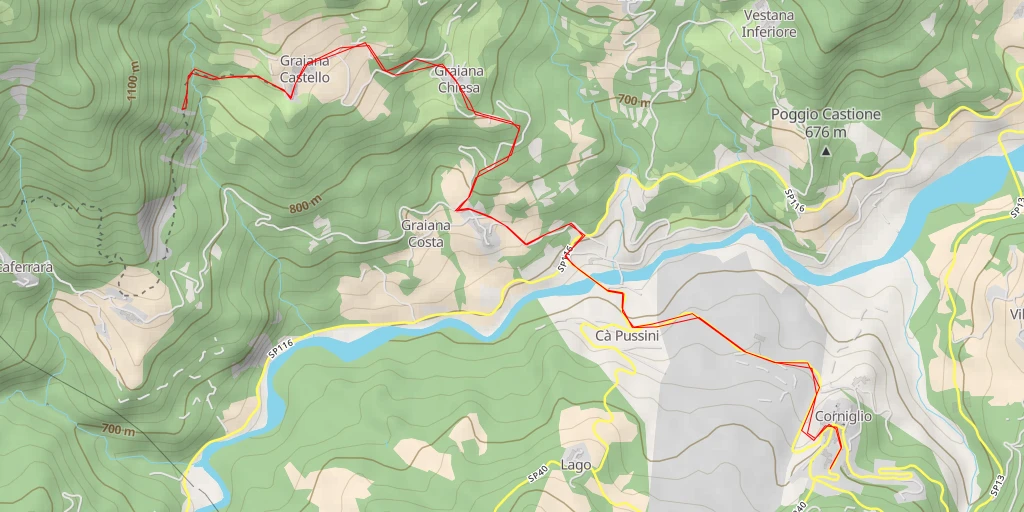 Map of the trail for AI - Graiana Castello - Corniglio